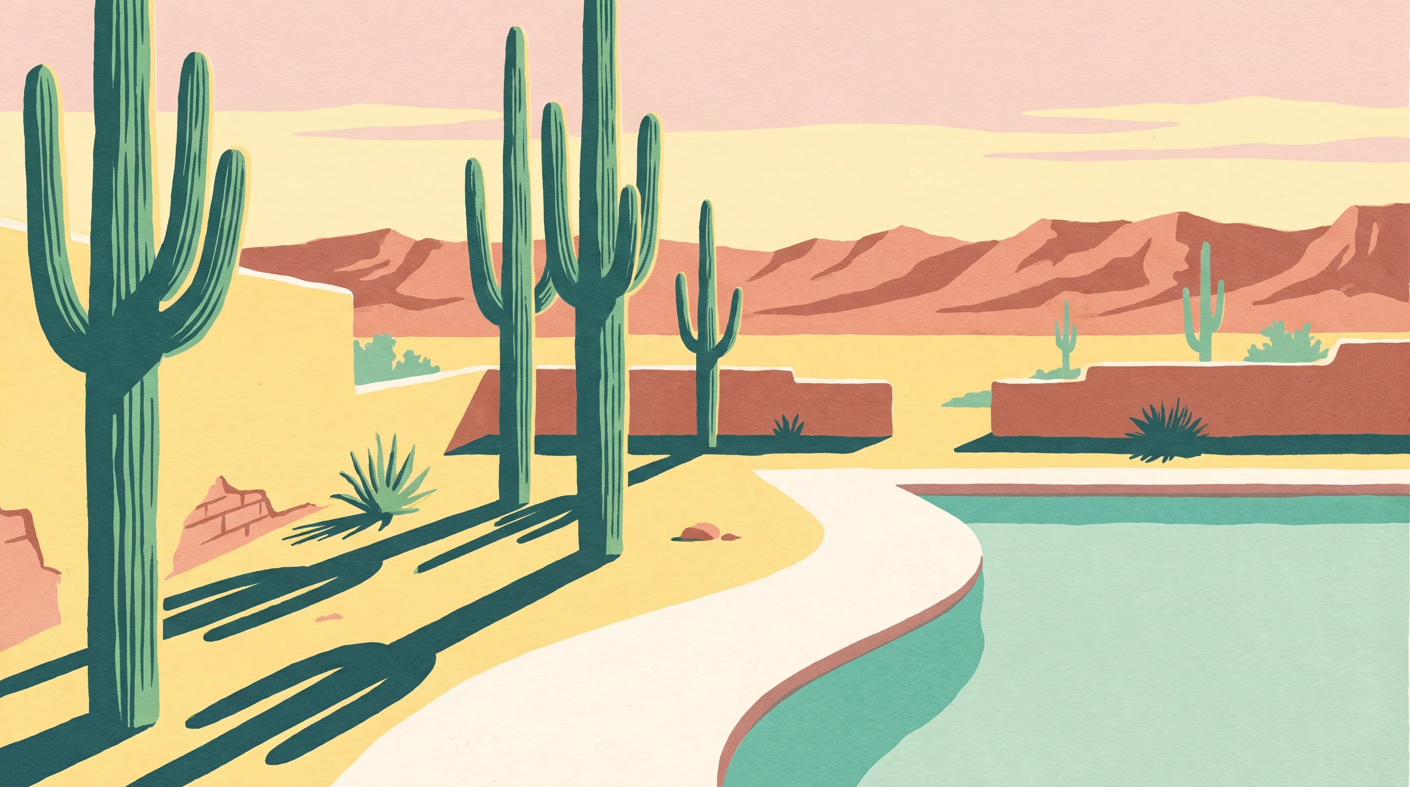 Vintage destination illustration of Cave Creek, Arizona, not a photograph of the rental